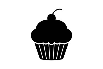 Delicious cupcake with cherry sweet dessert icon
