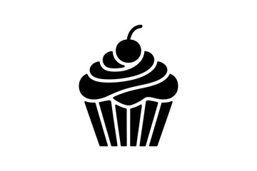 Delicious cupcake with cherry dessert vector art