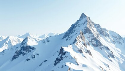 Fototapeta premium Snow-covered mountain peak, stark white landscape , shadow, winter, background