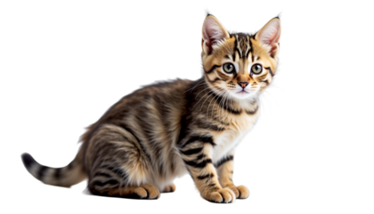 Cat Kurilian Bobtail Against White Background