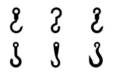 Fishing hook vector set different hook illustrations