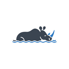 Rhino Swimming Water Icon