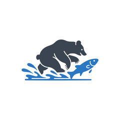 Bear Catching Fish Icon