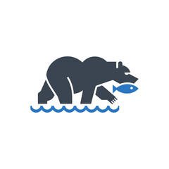 Bear Fishing Water Icon