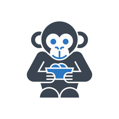 Monkey eating bowl icon