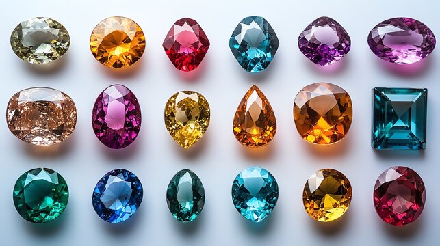 A gemstone classification chart showing different cuts and types princess