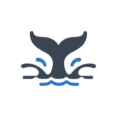 Whale Tail Splash Ocean Icon