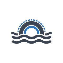 Sunset Ocean Waves Icon
