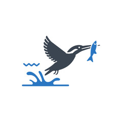 Kingfisher Catching Fish Icon
