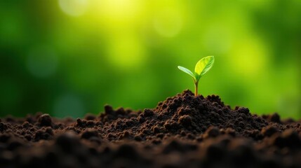 A Tiny Sprout Emerging from Rich Soil, Reaching Towards the Sunlight, Symbolizing Growth, Renewal, and the Promise of a Vibrant Future