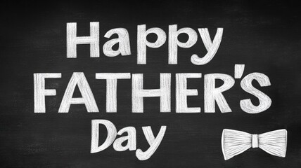 Father's Day Chalkboard Design, White Chalk Letters "Happy FATHER'S DAY", Retro Minimalist Style, Holiday Card Template, Corporate Event Poster, Blackboard Texture Art, Chalk Effect Typography