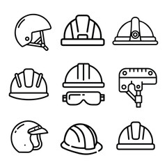 Diverse helmet outlines arranged in grid