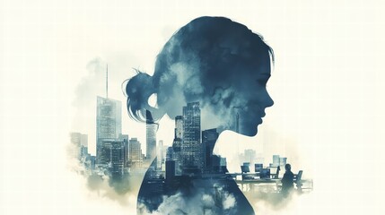 woman silhouette cityscape double exposure