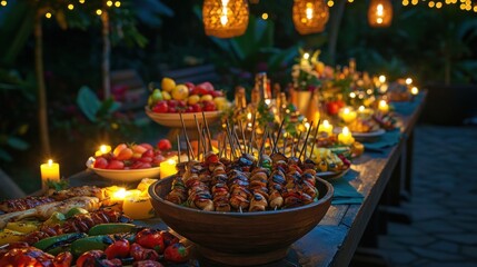 Nighttime Feast: A Lavish Outdoor Dinner Party