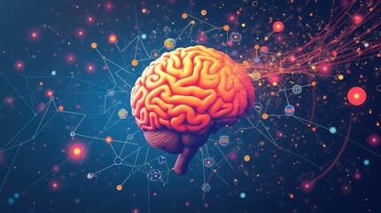 Fototapeta premium Abstract conceptual illustration of learning and cognition process