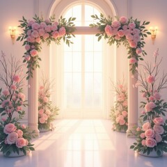 Fototapeta premium Elegant wedding venue with exquisite floral decorations