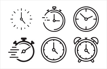 Time and Clock line icon set. Included Clock, Stopwatch, Victor illustrations  Eps 10.