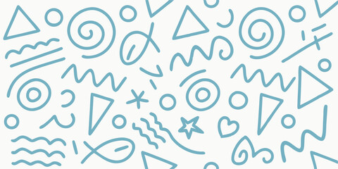 Abstract Light Blue Doodle Pattern Background