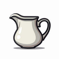 vintage cream pitcher with handle  handcrafted ceramic decoration