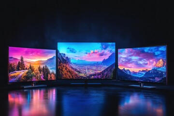 Three Smart TVs Showcase Stunning Landscape Views