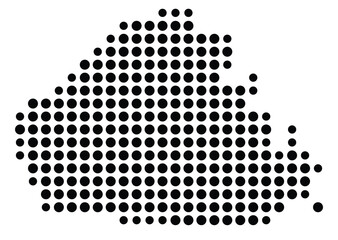 Symbol Map Of the County Henry (Kentucky, US) showing the County with a few black dots