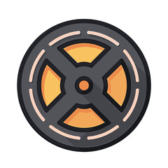 Obraz premium vintage film reel icon with orange and black colors
