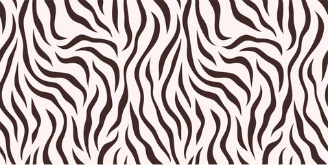 Seamless Zebra Print Pattern, Brown and White Stripes, Animal Print Texture