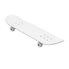 White skateboard isolated on transparent background for mockup and design.