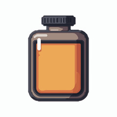 vintage amber glass medicine bottle with white label