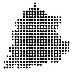 Symbol Map Of the County Laurel (Kentucky, US) showing the County with a few black dots