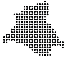 Symbol Map Of the County Lawrence (Kentucky, US) showing the County with a few black dots