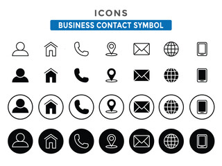 Contact information icons. Business contact symbol