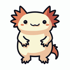 cute cartoon monster character with red spikes, orange fur, and white eyes