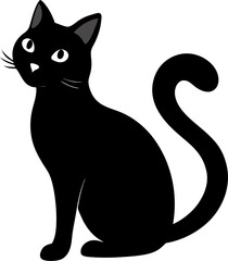 cat black silhouette vector icon on white or transparent background