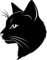 Cat head side view
black silhouette vector icon on white or transparent background