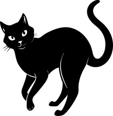 Cat Pounce Prep – Rear wiggling, ready to leap black silhouette  vector icon on white or transparent background