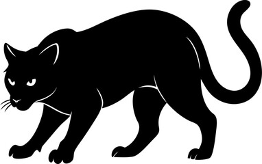 Obraz premium Cat Stalk Walk – Low, slow movement like hunting prey black silhouette vector icon on white or transparent background