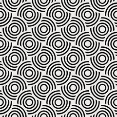 Abstract Geometric Pattern: Black and White Concentric Circles Seamless Texture