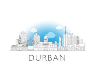 Naklejka premium Durban, South Africa, cityscape illustration skyline drawing