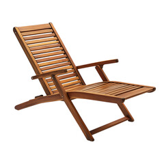 Elegant Reclining Wooden Beach Chair with a Modern Design Isolated on Transparent Background
