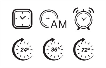 Time and Clock line icon set. Included Clock, Stopwatch, Victor illustrations  Eps 10.