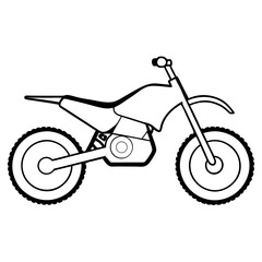 High-Detail Line Art of a Dirt Bike – Side View Technical Illustration.