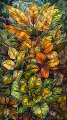 Plants rendered in a stained glass window style Bold