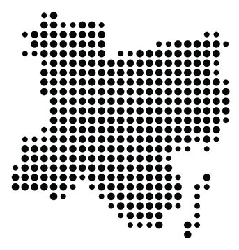 Symbol Map Of the County Waldo (Maine, US) showing the County with a few black dots