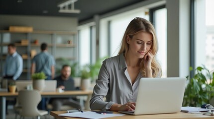 businesswoman working on laptop