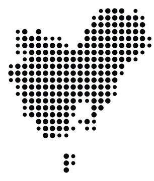 Symbol Map Of the County Dorchester (Maryland, US) showing the County with a few black dots