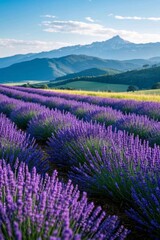 Obraz premium lavender field with mountains in the background