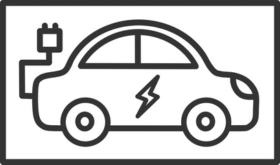 Electric car eco icon with leaf and charging symbol – vector style