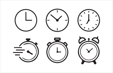 Fototapeta premium Time icon set. Timer, alarm, schedule, hourglass, clock icons, Victor illustrations Eps 10