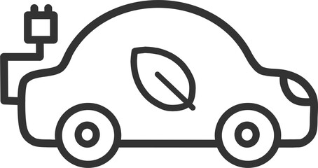 Electric car eco icon with leaf and charging symbol – vector style